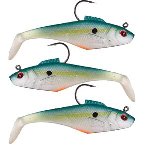 DMSHARK Pre-Rigged Jig Head Paddle Tail Lures Swim Shad 3PCS 4" 1oz Soft Plastic Swimbait for Freshwater and Saltwater in Saudi Arabia