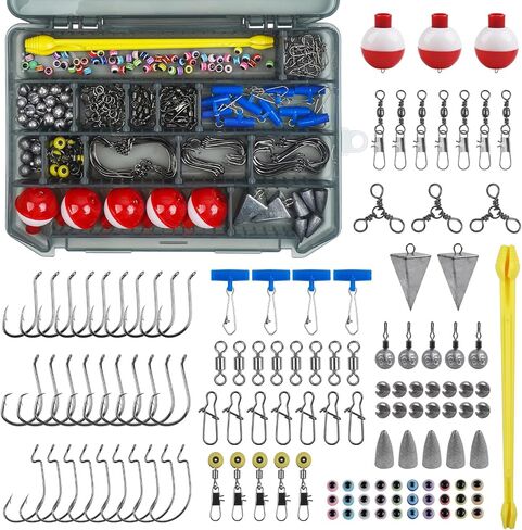 Fishing Accessories Kit Fishing Tackle Box with Tackle Included Fishing Hooks, Fishing Weights Sinkers, Swivels, Beads, Hook Disgorger Fishing Gear for Bass Trout Catfish Bluegill Crappie in Saudi Arabia