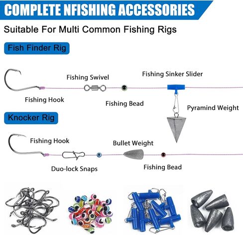 Fishing Accessories Kit Fishing Tackle Box with Tackle Included Fishing Hooks, Fishing Weights Sinkers, Swivels, Beads, Hook Disgorger Fishing Gear for Bass Trout Catfish Bluegill Crappie in Saudi Arabia