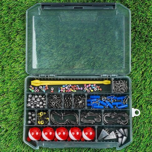 Fishing Accessories Kit Fishing Tackle Box with Tackle Included Fishing Hooks, Fishing Weights Sinkers, Swivels, Beads, Hook Disgorger Fishing Gear for Bass Trout Catfish Bluegill Crappie in Saudi Arabia