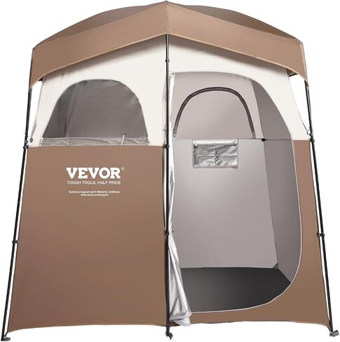VEVOR Camping Shower Tent, 66" x 66" x 87" 1 Room Oversize Outdoor Portable Shelter, Privacy Tent with Detachable Top, Pockets, Hanging Rope and Clothesline, for Dressing, Changing, Toilet, Bathroom in Kuwait