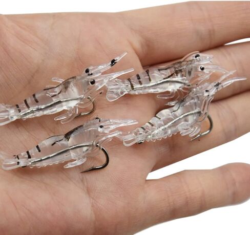 30pcs Soft Shrimp Lures with Hook Pink/White/Green Crappie Micro Grass Shrimp for Trout Bass in Saudi Arabia