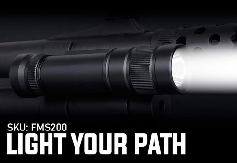 Monstrum FMS200 200 لومينز مصباح يدوي للبنادق | يشتمل على حامل أسطواني عالمي ومفتاح ضغط عن بعد قابل للفصل in Kuwait
