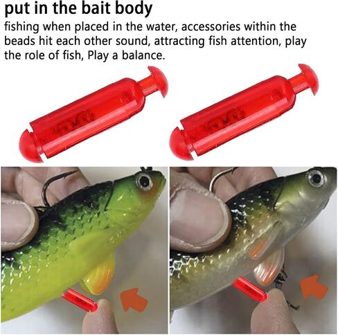 Dilwe Fishing Lure Bait Rattle, 50Pcs 15mm Fishing Lure Insert Tube Rattles Fishing Accessory for Soft Fish(red) in Saudi Arabia