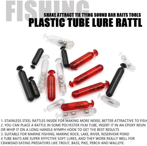 Dilwe Fishing Lure Bait Rattle, 50Pcs 15mm Fishing Lure Insert Tube Rattles Fishing Accessory for Soft Fish(red) in Saudi Arabia