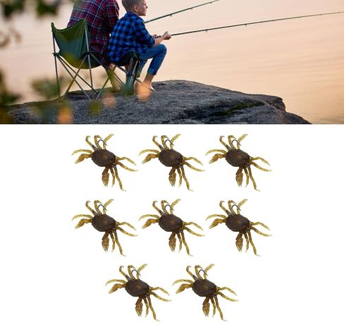 VGEBY Artificial Crab Lures, 8Pcs Artificial Crab Bait 13cm 33.5g Simulation Crab Soft Lure Fishing Bait with Hooks for Freshwater Saltwater (Yellowish Brown) in Saudi Arabia