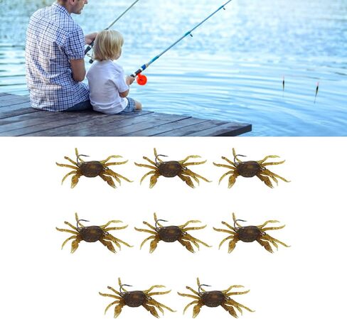 VGEBY Artificial Crab Lures, 8Pcs Artificial Crab Bait 13cm 33.5g Simulation Crab Soft Lure Fishing Bait with Hooks for Freshwater Saltwater (Yellowish Brown) in Saudi Arabia