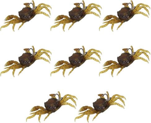 VGEBY Artificial Crab Lures, 8Pcs Artificial Crab Bait 13cm 33.5g Simulation Crab Soft Lure Fishing Bait with Hooks for Freshwater Saltwater (Yellowish Brown) in Saudi Arabia