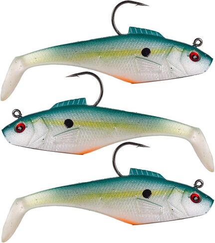 DMSHARK Pre-Rigged Jig Head Paddle Tail Lures Swim Shad 3PCS 4" 1oz Soft Plastic Swimbait for Freshwater and Saltwater in Saudi Arabia