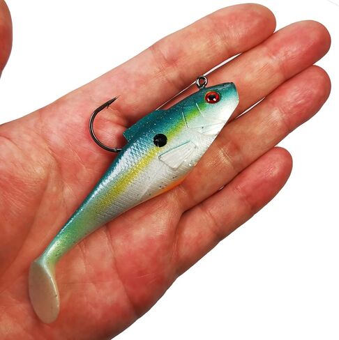 DMSHARK Pre-Rigged Jig Head Paddle Tail Lures Swim Shad 3PCS 4" 1oz Soft Plastic Swimbait for Freshwater and Saltwater in Saudi Arabia