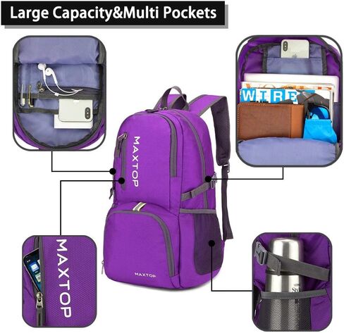 حقيبة ظهر MAXTOP 40/50L خفيفة الوزن قابلة للتعبئة للتنزه والسفر والتخييم ومقاومة للماء وقابلة للطي للسفر في الهواء الطلق in Kuwait