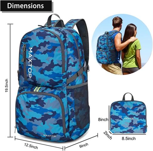 MAXTOP 40/50L Lightweight Packable Backpack for Hiking Traveling Camping Water Resistant Foldable Outdoor Travel Daypack in Kuwait