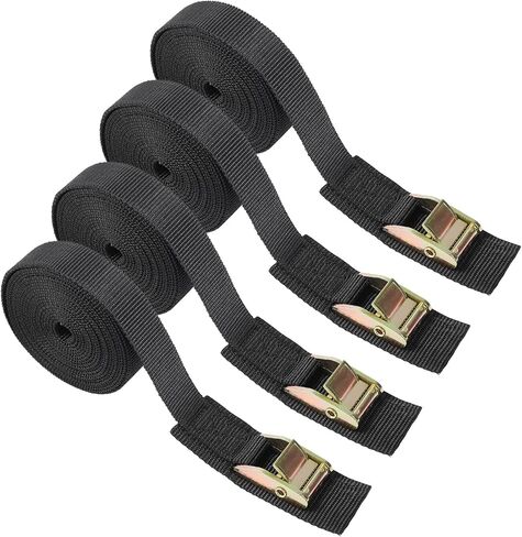 Ayaport Cam مشبك ربط لأسفل الأشرطة جلد الأشرطة 2200 رطل كسر قوة الثقيلة سقف السيارة رف حزام لقوارب الكاياك، SUP، لوح ركوب الأمواج، البضائع، دراجة نارية، شاحنة، قارب، دراجة الترابية (1 "× 16'-أسود) in Kuwait