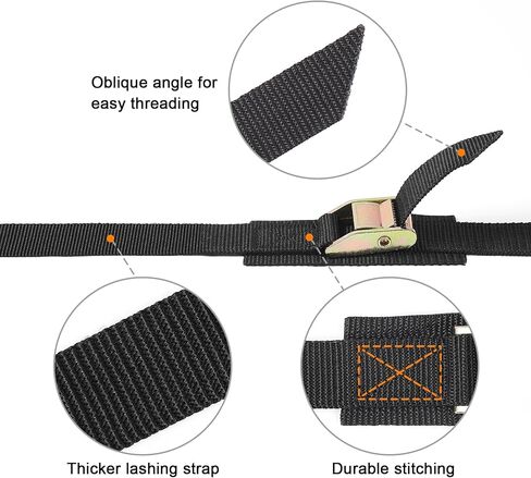 Ayaport Cam مشبك ربط لأسفل الأشرطة جلد الأشرطة 2200 رطل كسر قوة الثقيلة سقف السيارة رف حزام لقوارب الكاياك، SUP، لوح ركوب الأمواج، البضائع، دراجة نارية، شاحنة، قارب، دراجة الترابية (1 "× 16'-أسود) in Kuwait