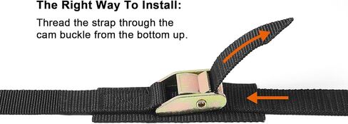 Ayaport Cam مشبك ربط لأسفل الأشرطة جلد الأشرطة 2200 رطل كسر قوة الثقيلة سقف السيارة رف حزام لقوارب الكاياك، SUP، لوح ركوب الأمواج، البضائع، دراجة نارية، شاحنة، قارب، دراجة الترابية (1 "× 16'-أسود) in Kuwait