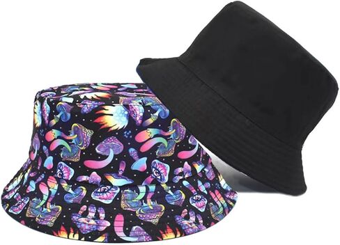 Unisex Bucket Hat, Summer Sun Beach Fishing Hats Double-Side-Wear Reversible Cap for Women Men (1pcs) Colorful in Saudi Arabia