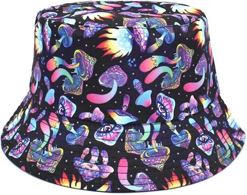 Unisex Bucket Hat, Summer Sun Beach Fishing Hats Double-Side-Wear Reversible Cap for Women Men (1pcs) Colorful in Saudi Arabia
