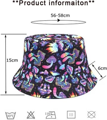Unisex Bucket Hat, Summer Sun Beach Fishing Hats Double-Side-Wear Reversible Cap for Women Men (1pcs) Colorful in Saudi Arabia