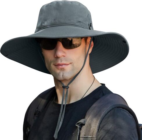 【Oversize XXL】 Sun Hat for Men,【UPF50+Waterproof Wide-Brim】 Boonie-Hat Sun-Hat Fishing-Hat for Safari Hiking Beach Garden in Kuwait