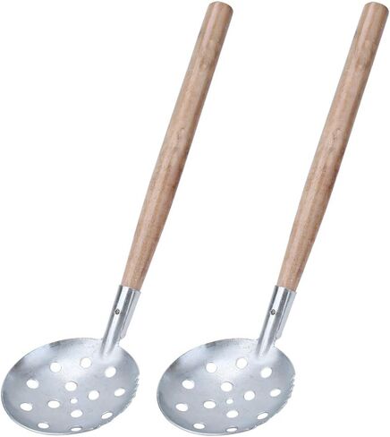 Cyrank Ice Fishing Scoops 2pcs, Ice Fishing Skimmer with Wooden Handle Ice Scooper Skimmer Ladle for Scooping Out Ice While Ice Fishing in Saudi Arabia