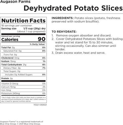 Augason Farms Dehydrated Potato Slices 1 lb. in Saudi Arabia