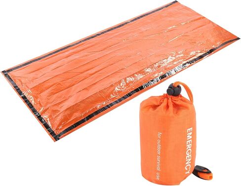 حقيبة نوم للطوارئ للبقاء على قيد الحياة، حقيبة نوم للطوارئ الحرارية SOS مع كيس أشياء وصفارة مقاومة للماء، بطانية نجاة للطوارئ خفيفة الوزن محمولة in Kuwait