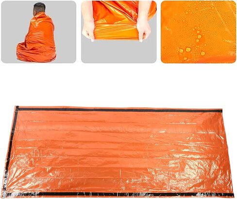 حقيبة نوم للطوارئ للبقاء على قيد الحياة، حقيبة نوم للطوارئ الحرارية SOS مع كيس أشياء وصفارة مقاومة للماء، بطانية نجاة للطوارئ خفيفة الوزن محمولة in Kuwait