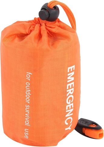 حقيبة نوم للطوارئ للبقاء على قيد الحياة، حقيبة نوم للطوارئ الحرارية SOS مع كيس أشياء وصفارة مقاومة للماء، بطانية نجاة للطوارئ خفيفة الوزن محمولة in Kuwait