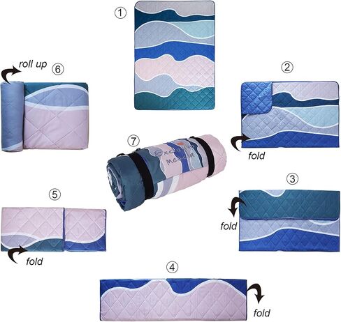 Exclusivo Mezcla Extra Large Waterproof Picnic Blankets 3 Layer, Sandproof and Foldable Outdoor Blanket for Beach Camping, Park and Travel, 60x80 Inch in Kuwait