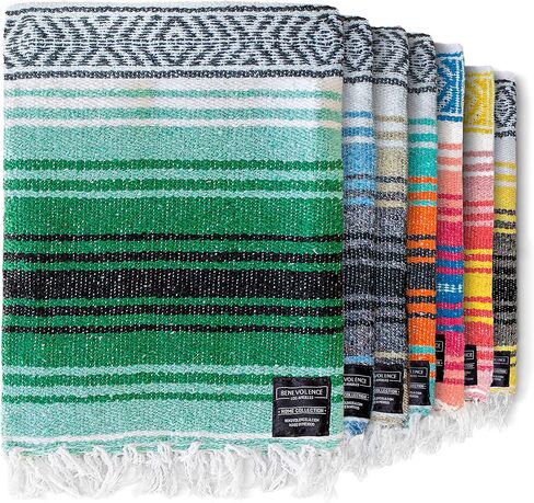 Benevolence LA Authentic Mexican Cotton Acrylic Blanket - Handwoven Serape Blanket, Perfect for Beachs, Picnic, Outdoor, Yoga, Camping, Car, Woven, Rust Mandarin, 45x70 inches in Kuwait