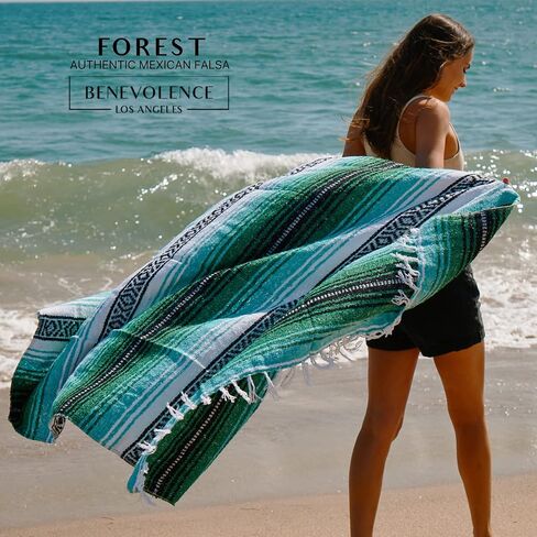 Benevolence LA Authentic Mexican Cotton Acrylic Blanket - Handwoven Serape Blanket, Perfect for Beachs, Picnic, Outdoor, Yoga, Camping, Car, Woven, Rust Mandarin, 45x70 inches in Kuwait