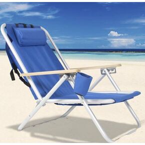 كرسي شاطئ محمول قابل للطي بأربعة أوضاع من AubRie Beach، كرسي تخييم خفيف الوزن قابل للطي في الفناء، أزرق in Kuwait