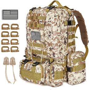 CALUOMATT Large Military Tactical Backpack for Men, 50-60L Military Backpack for Men and Women, Bug out Bag Army 3 Days Assault Pack Bag Rucksack with Molle System in Kuwait
