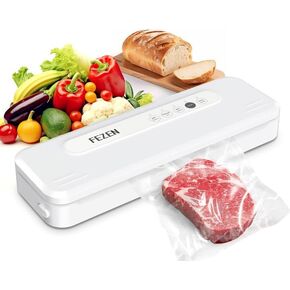 FEZEN Food Vacuum Sealer Machine, Automatic Food Sealer, Dry/Moist Vacuum Sealer, Easy Operation, 5 Working Modes, Meet all Food Preservation, with 5 Vacuum Seal Bags & 1 Air Suction Hose, White in Kuwait
