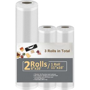 اكياس حفظ الطعام بتفريغ الهواء لحفظ الطعام، لفافات اكياس اغلاق بتفريغ الهواء 6×16، 6×16، 11×16، 3 عبوات اكياس محكمة الغلق بتفريغ الهواء لحفظ الطعام in Kuwait