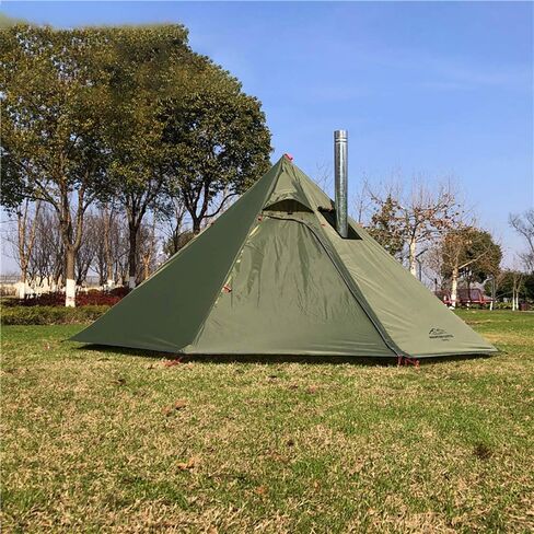 خيمة Vilemoon Tipi الساخنة مع مقبس موقد مقاوم للحريق لأنابيب المداخن، 2 ~ 3 أشخاص، خفيفة الوزن، خيام تيبي لفريق العائلة في الهواء الطلق وحقيبة الظهر والتخييم والمشي لمسافات طويلة in Kuwait