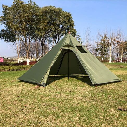 خيمة Vilemoon Tipi الساخنة مع مقبس موقد مقاوم للحريق لأنابيب المداخن، 2 ~ 3 أشخاص، خفيفة الوزن، خيام تيبي لفريق العائلة في الهواء الطلق وحقيبة الظهر والتخييم والمشي لمسافات طويلة in Kuwait