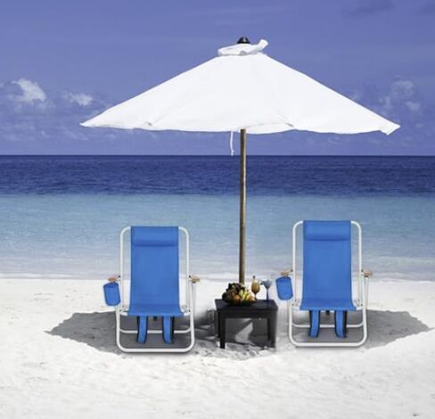 كرسي شاطئ محمول قابل للطي بأربعة أوضاع من AubRie Beach، كرسي تخييم خفيف الوزن قابل للطي في الفناء، أزرق in Kuwait