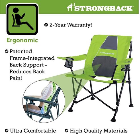 STRONGBACK Camping Chair Guru 3.0 Heavy Duty Camping Chairs with Lumbar Support, Backpack Folding Camp Chair, Navy in Saudi Arabia