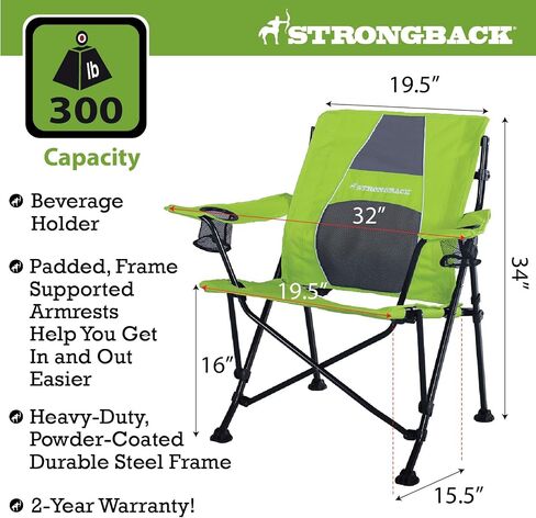 STRONGBACK Camping Chair Guru 3.0 Heavy Duty Camping Chairs with Lumbar Support, Backpack Folding Camp Chair, Navy in Saudi Arabia