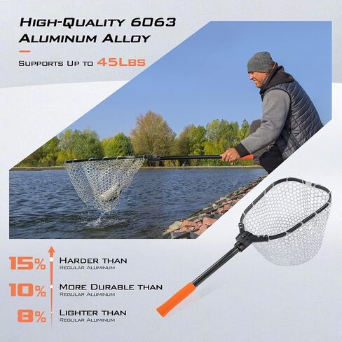 KastKing Brutus Fishing Landing Net with Extendable Handle | UP to 31in/45in/75in, Silicone & PVC Mesh, Lightweight Aluminum Frame, Non-Slip EVA Handle, Holds up to 44lbs in Kuwait