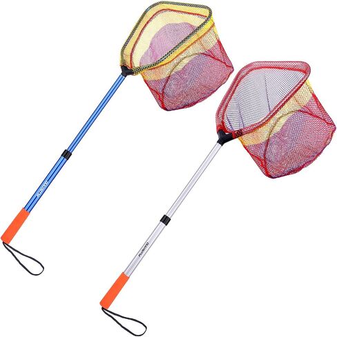 PLUSINNO Kids Fishing Net, Telescopic Lightweight Landing Net with Aluminum Pole Handle and Nylon Mesh, Catch and Release Butterfly Net for Kids Youth Outdoor in Kuwait
