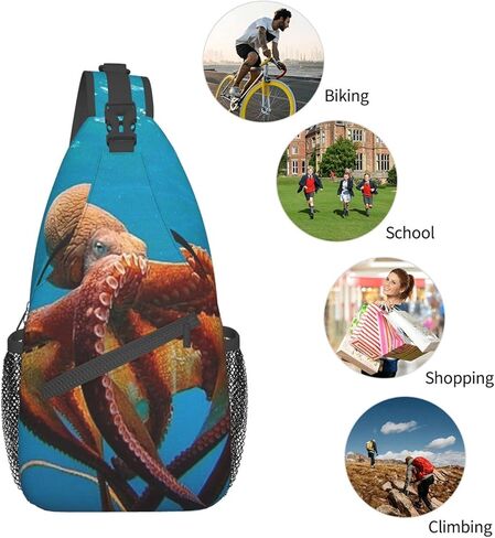 حقيبة ظهر EVANEM Octopus Crossbody Sling حقيبة ظهر حقيبة صدر حقيبة كتف حقيبة يومية كاجوال للجنسين in Kuwait