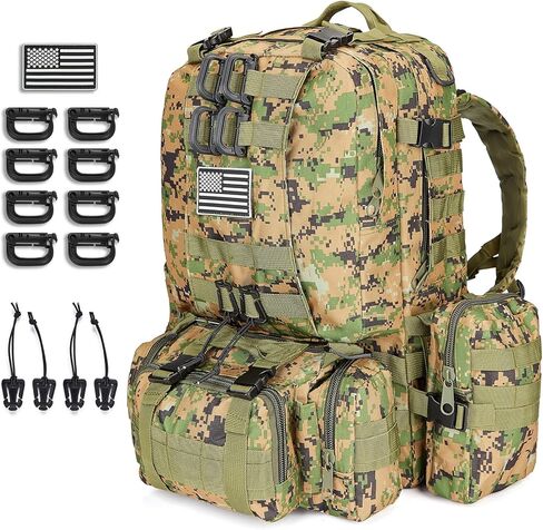 CALUOMATT Large Military Tactical Backpack for Men, 50-60L Military Backpack for Men and Women, Bug out Bag Army 3 Days Assault Pack Bag Rucksack with Molle System in Saudi Arabia