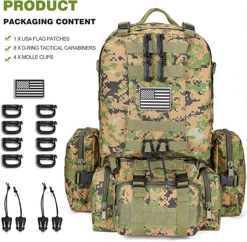 CALUOMATT Large Military Tactical Backpack for Men, 50-60L Military Backpack for Men and Women, Bug out Bag Army 3 Days Assault Pack Bag Rucksack with Molle System in Saudi Arabia
