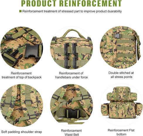 CALUOMATT Large Military Tactical Backpack for Men, 50-60L Military Backpack for Men and Women, Bug out Bag Army 3 Days Assault Pack Bag Rucksack with Molle System in Saudi Arabia