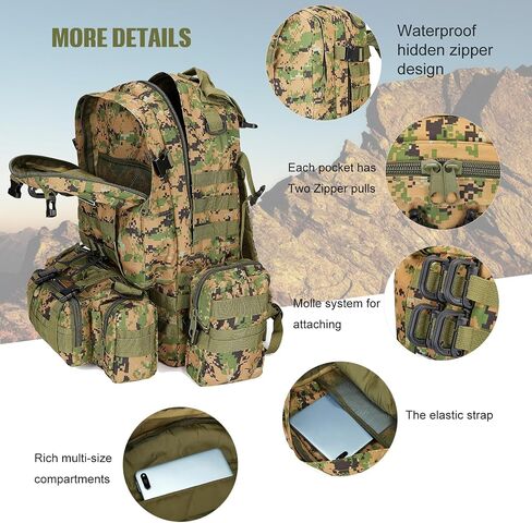CALUOMATT Large Military Tactical Backpack for Men, 50-60L Military Backpack for Men and Women, Bug out Bag Army 3 Days Assault Pack Bag Rucksack with Molle System in Saudi Arabia