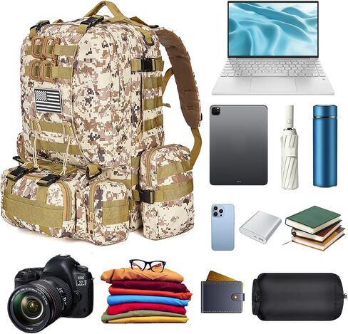 CALUOMATT Large Military Tactical Backpack for Men, 50-60L Military Backpack for Men and Women, Bug out Bag Army 3 Days Assault Pack Bag Rucksack with Molle System in Kuwait