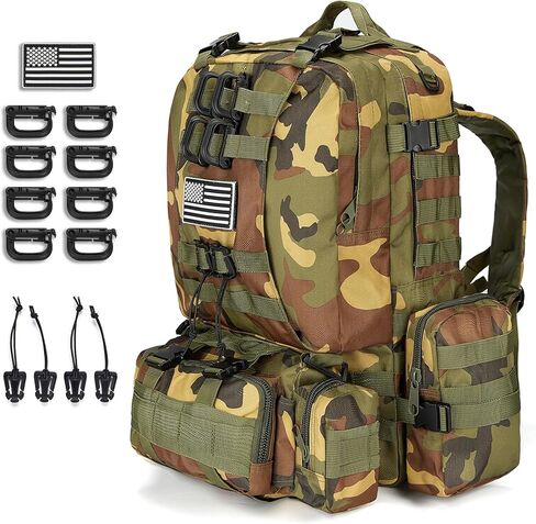 CALUOMATT Large Military Tactical Backpack for Men, 50-60L Military Backpack for Men and Women, Bug out Bag Army 3 Days Assault Pack Bag Rucksack with Molle System in Saudi Arabia