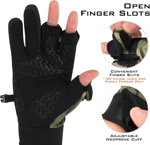 KastKing Mountain Mist Cold Winter Weather Fishing Gloves for Men and Women | Open Finger Slots, Smart Phone Friendly Fingertips, Anti-Slip Palm Material Ideal for Ice Fishing in Kuwait